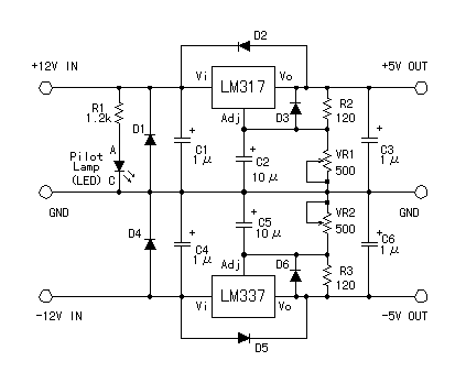 Conversor de 12V a 5V simétrico 